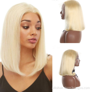 Cheap T Style 4*4 13*4 Bob Blond Frontal Wig Pre plucked 613 Frontal Wig Transparent Swiss HD Lace Front Bob Wigs Human Hair